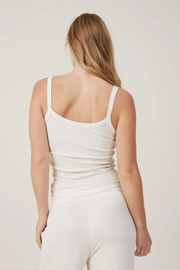 Women Tops Cotton On Sleep Recovery Scoop Neck Singlet Butterscotch Marle