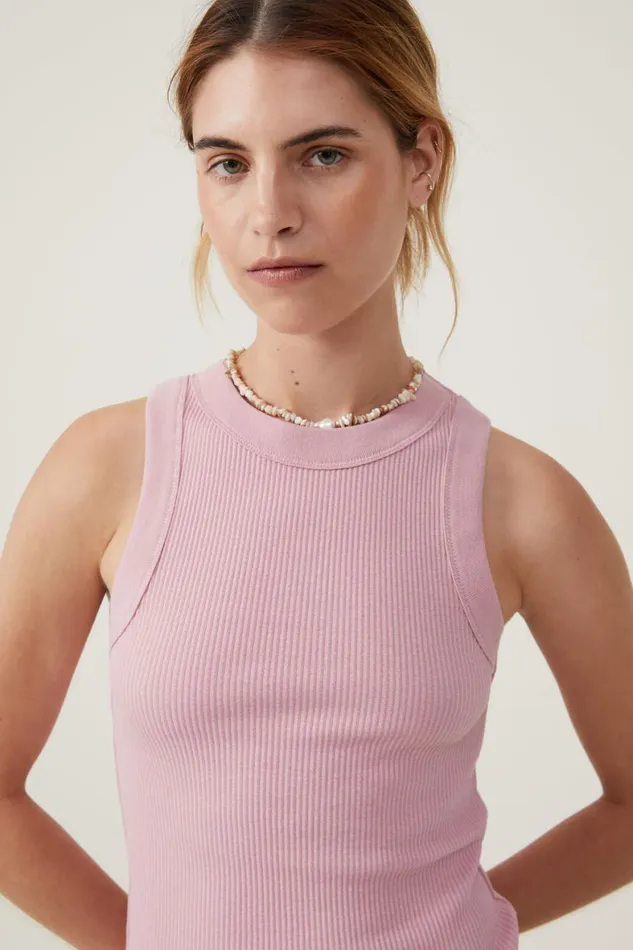 Women Tops Cotton On The 91 Tank Dusk Pink