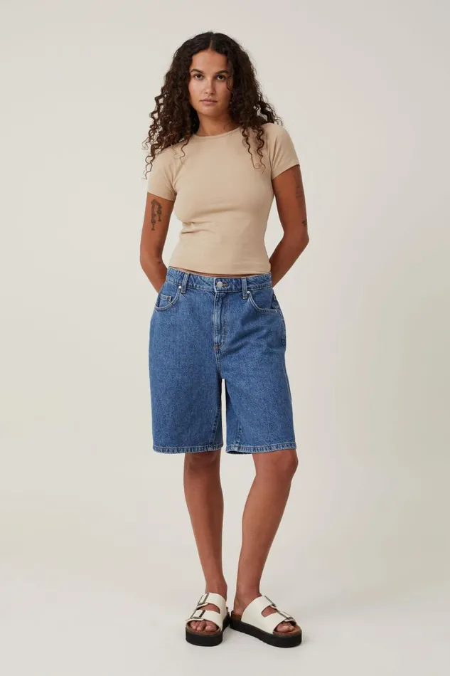 Women Tops Cotton On The One Basic Crew Neck Short Sleeve Mid Taupe
