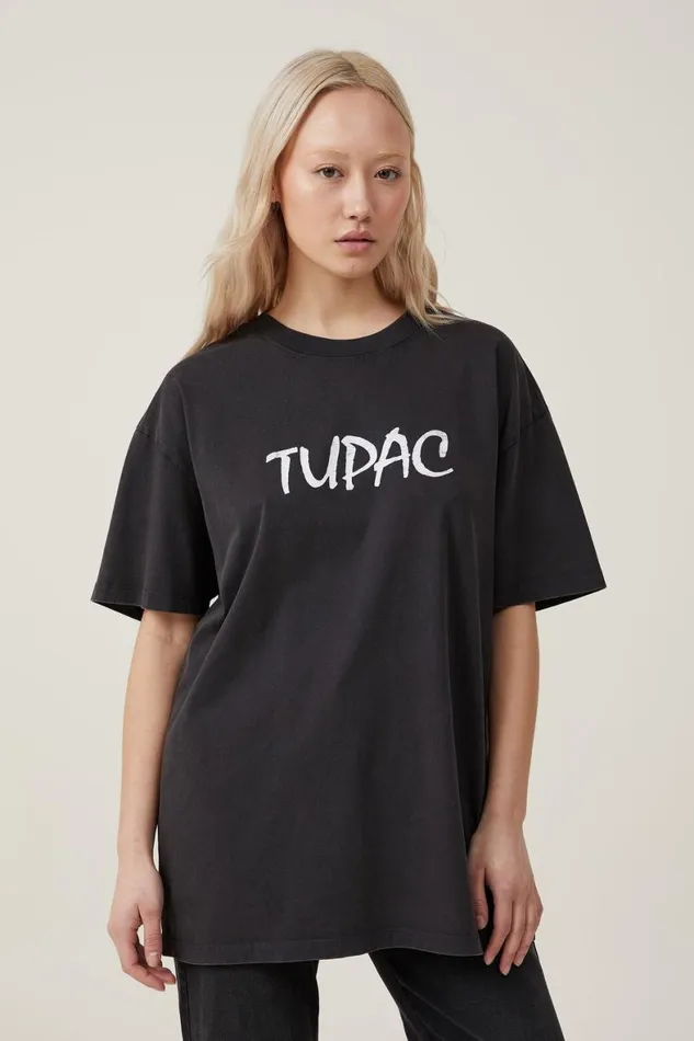 Women Tops Cotton On The Oversized Hip Hop Tee Lcn Br Tupac Strictly 4 Myblack