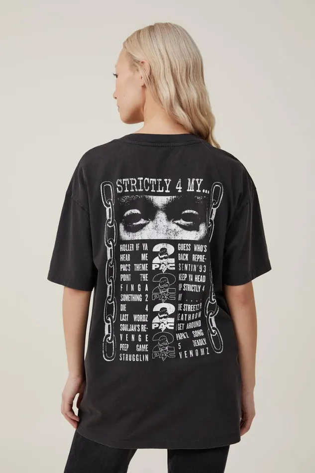 Women Tops Cotton On The Oversized Hip Hop Tee Lcn Br Tupac Strictly 4 Myblack