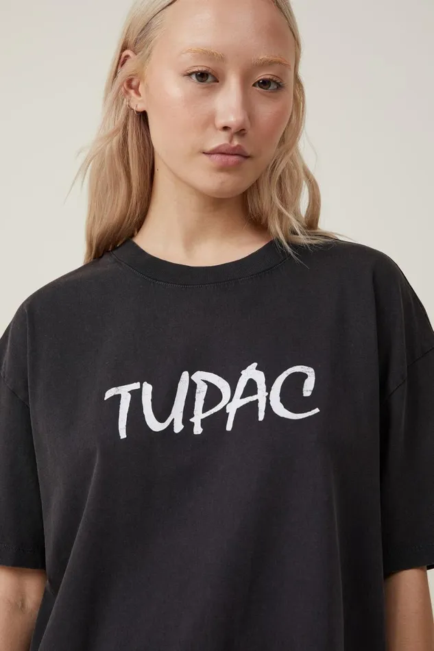 Women Tops Cotton On The Oversized Hip Hop Tee Lcn Br Tupac Strictly 4 Myblack