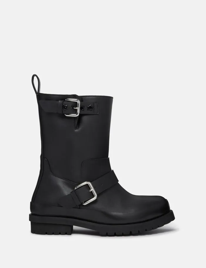 Women Trace BuckleStrap Biker Boots Midnight Black Stella McCartney Boots