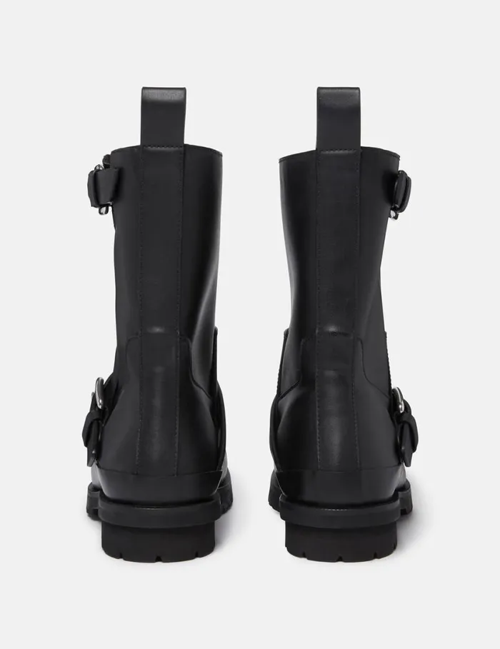 Women Trace BuckleStrap Biker Boots Midnight Black Stella McCartney Boots Women Trace BuckleStrap Biker Boots Midnight Black Stella McCartney Boots