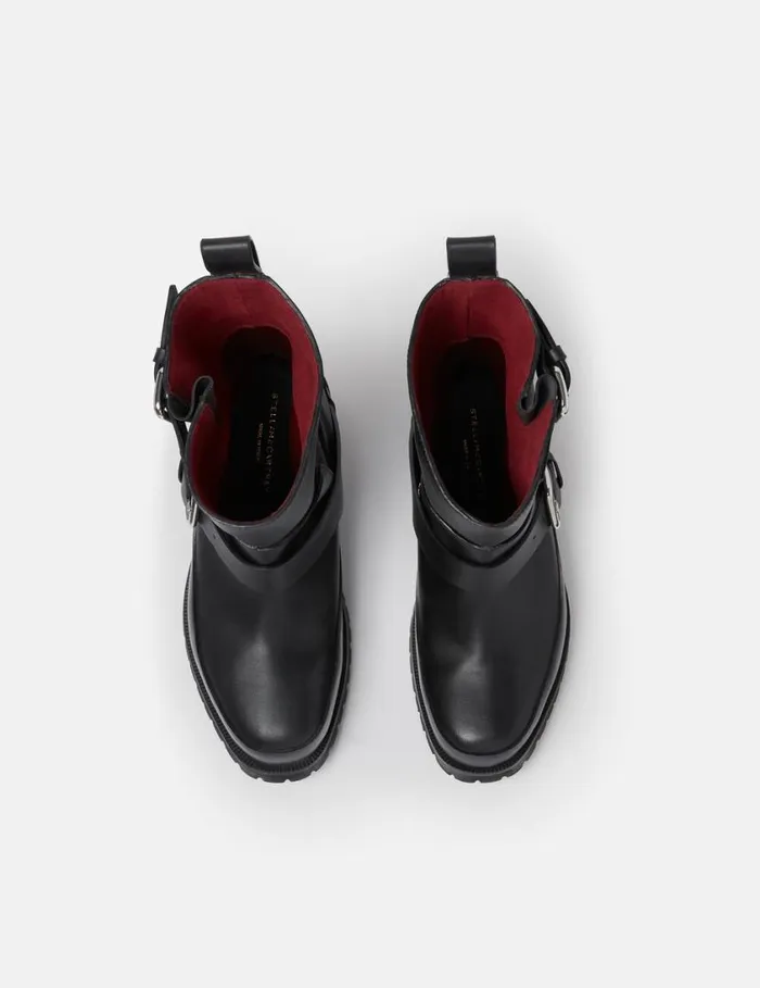 Women Trace BuckleStrap Biker Boots Midnight Black Stella McCartney Boots Women Trace BuckleStrap Biker Boots Midnight Black Stella McCartney Boots