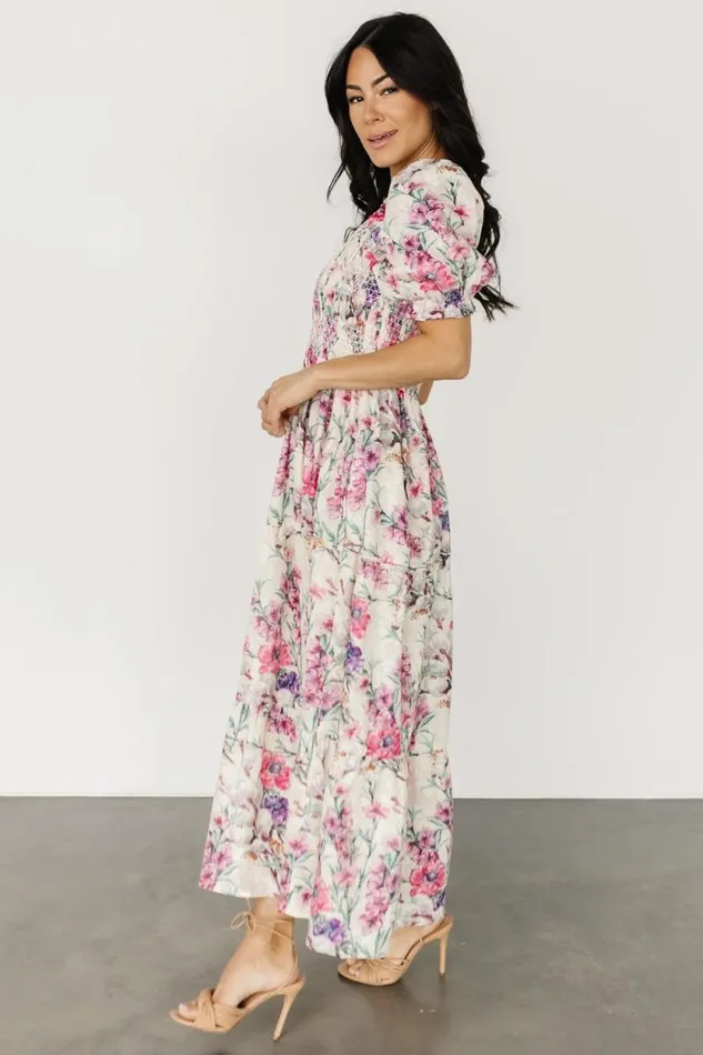 Women Tulsa Smocked Dress Cream Pink Baltic Born Maxi Dresses