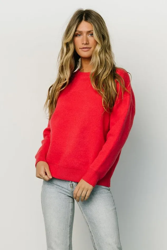 Women Tyson Knit Sweater Cherry Red Baltic Born Sweaters