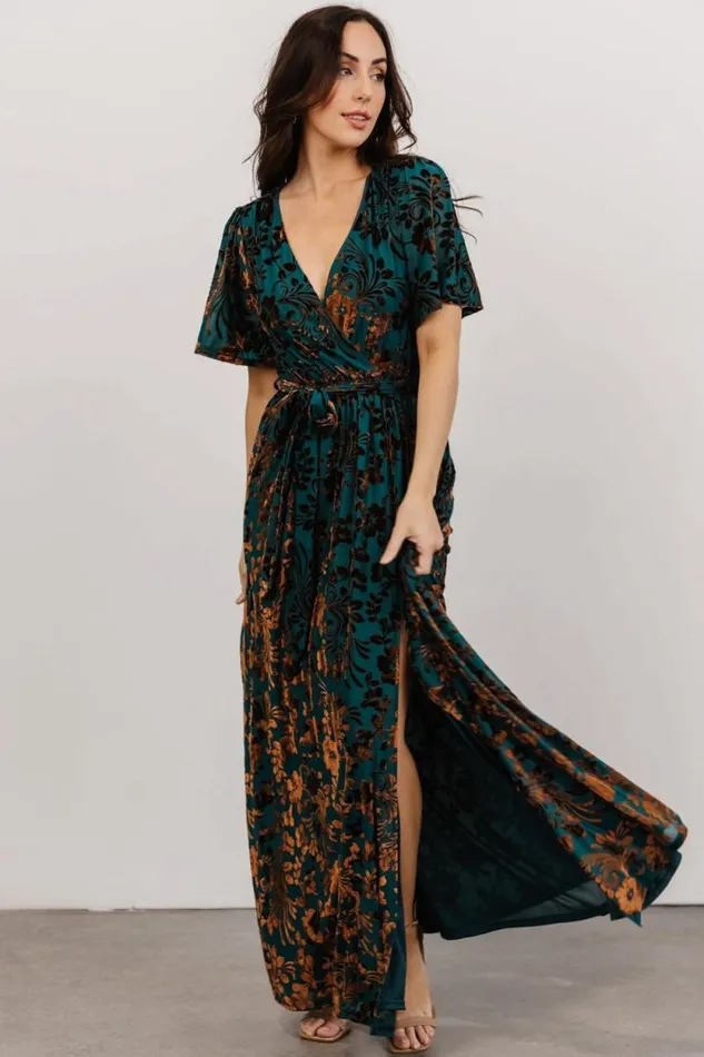 Women Uma Velvet Maxi Dress Bronze Jade Baltic Born Maxi Dresses