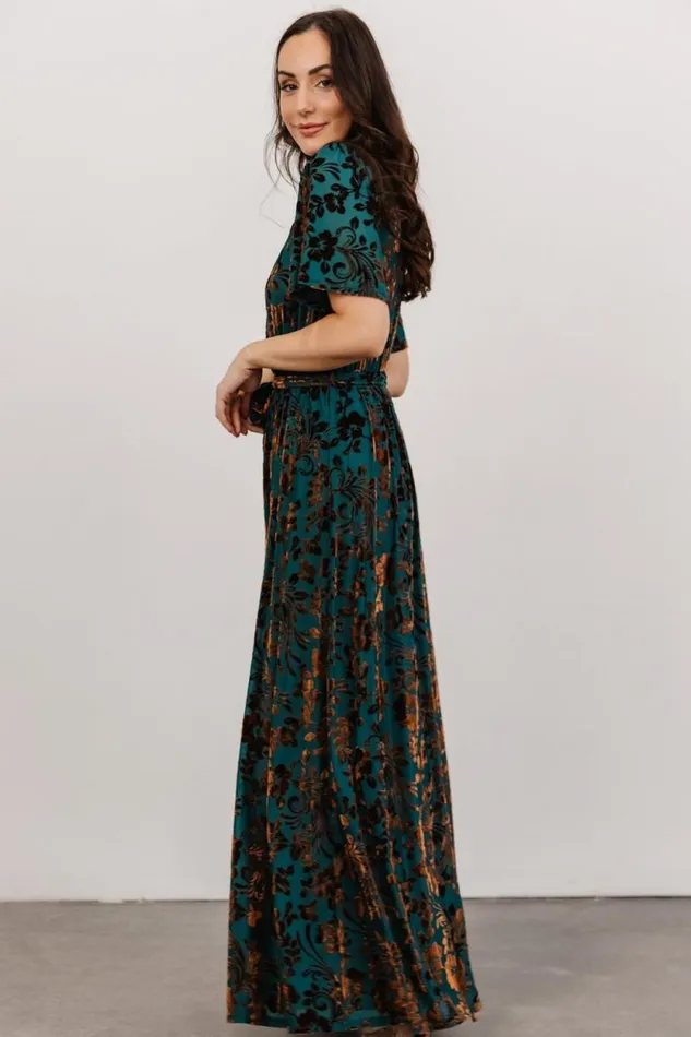 Women Uma Velvet Maxi Dress Bronze Jade Baltic Born Maxi Dresses