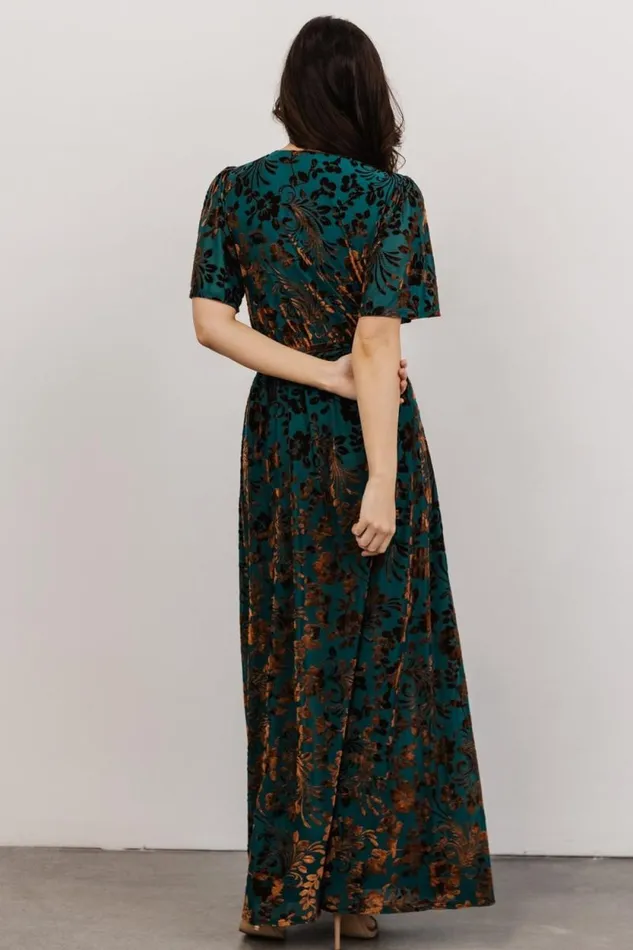 Women Uma Velvet Maxi Dress Bronze Jade Baltic Born Maxi Dresses