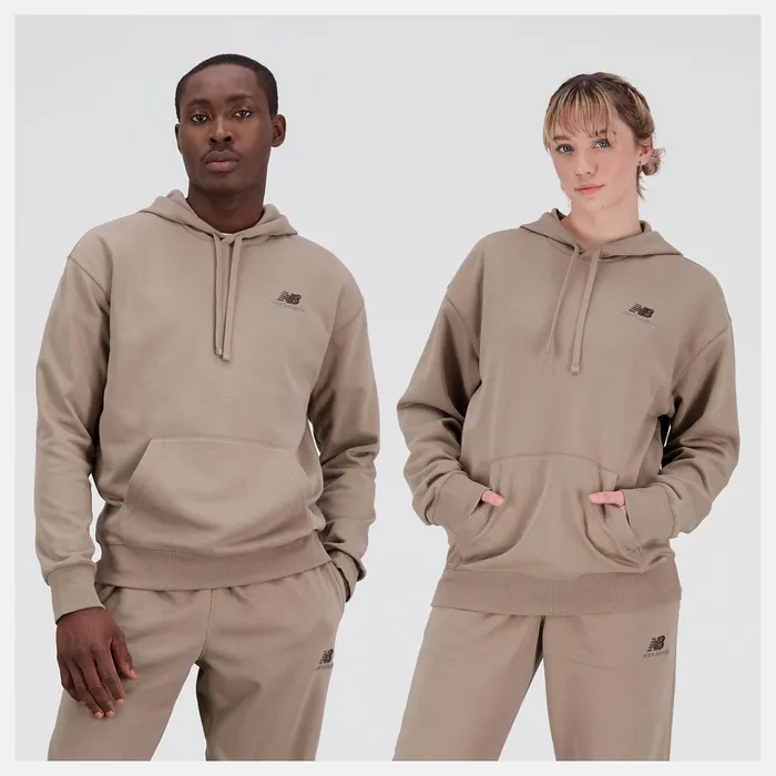Women Unissentials French Terry Hoodie Mushroom New Balance Hoodies and Sweatshirts