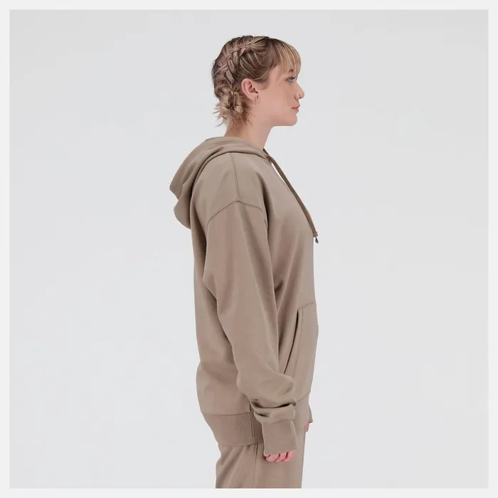 Women Unissentials French Terry Hoodie Mushroom New Balance Hoodies and Sweatshirts