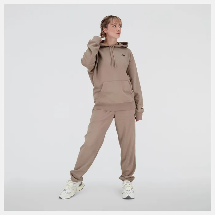 Women Unissentials French Terry Hoodie Mushroom New Balance Hoodies and Sweatshirts