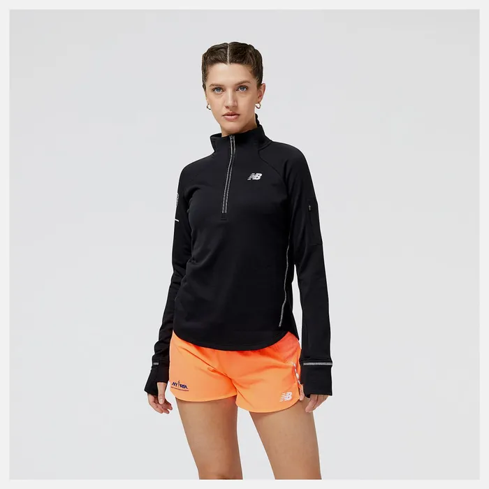 Women United Airlines NYC Half NB Heat Grid Half Zip Black New Balance Hoodies and Sweatshirts