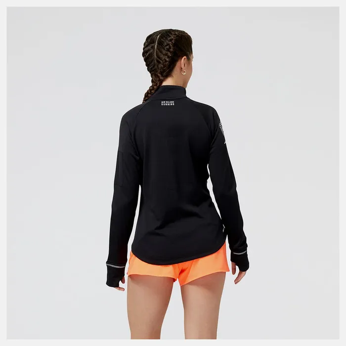 Women United Airlines NYC Half NB Heat Grid Half Zip Black New Balance Hoodies and Sweatshirts