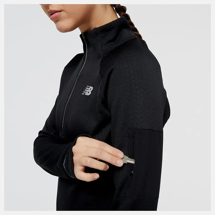 Women United Airlines NYC Half NB Heat Grid Half Zip Black New Balance Hoodies and Sweatshirts