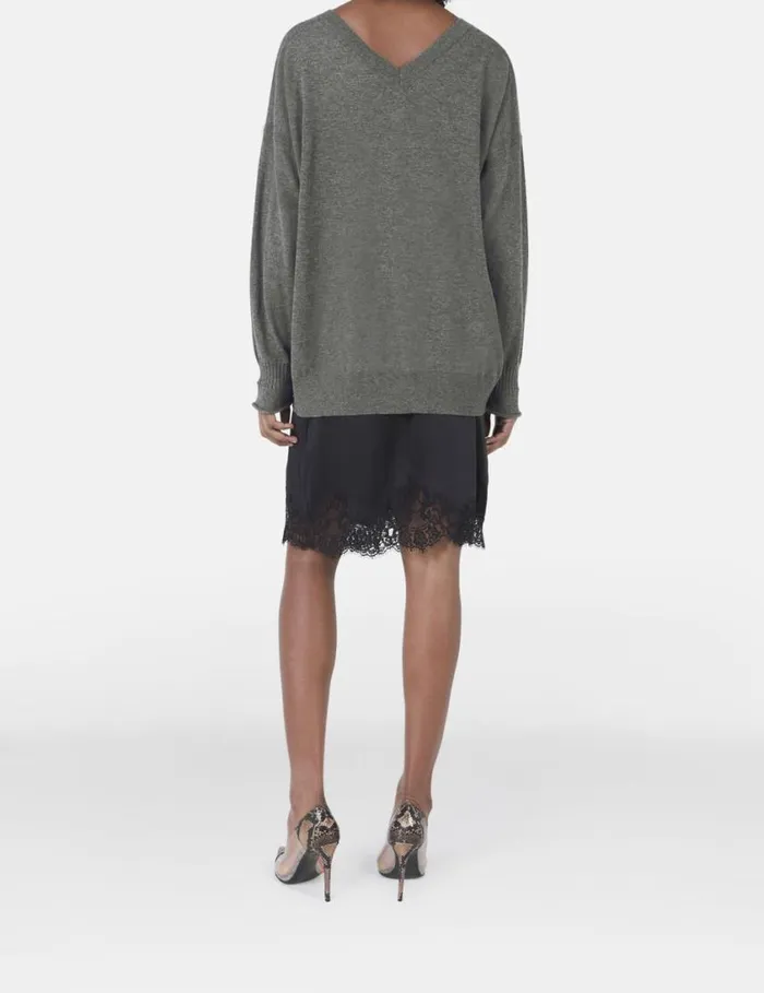 Women VNeck Long Sleeved Sweater Grey Stella McCartney Knitwear Women VNeck Long Sleeved Sweater Grey Stella McCartney Knitwear