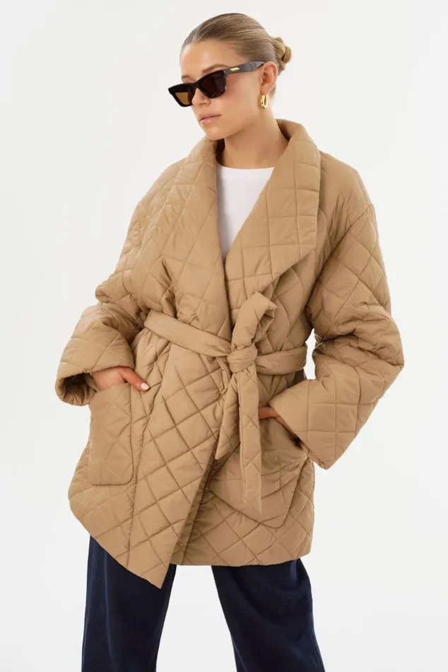 Women VERICA Quilted Jacket Mocha LAMARQUE Puffers