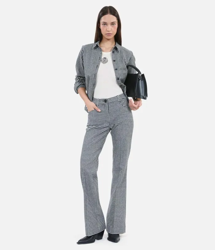 Women Vichy Check Flare Trousers THE KOOPLES Jeans and Pants