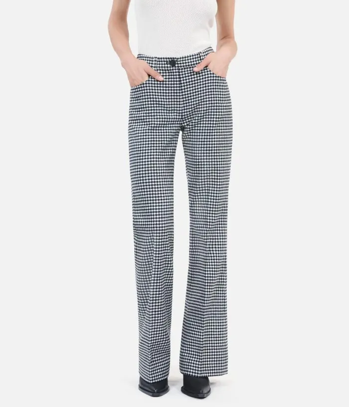 Women Vichy Check Flare Trousers THE KOOPLES Jeans and Pants