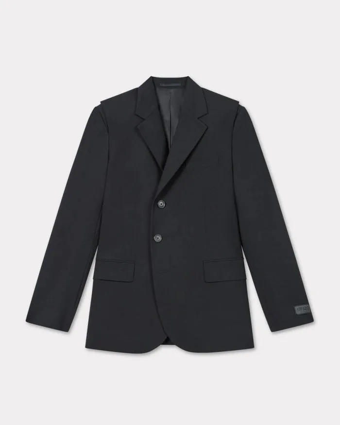 Women Waisted Blazer In Virgin Wool Black Kenzo Jackets And Coats