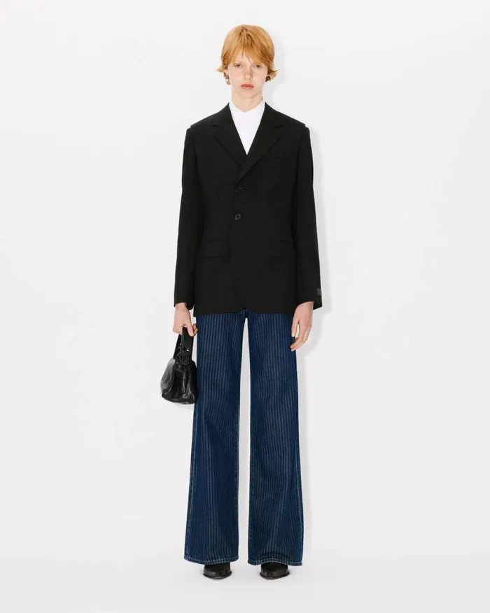 Women Waisted Blazer In Virgin Wool Black Kenzo Jackets And Coats