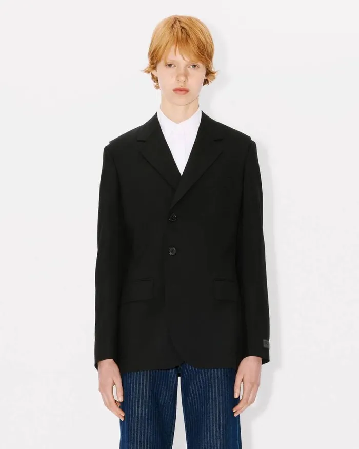 Women Waisted Blazer In Virgin Wool Black Kenzo Jackets And Coats
