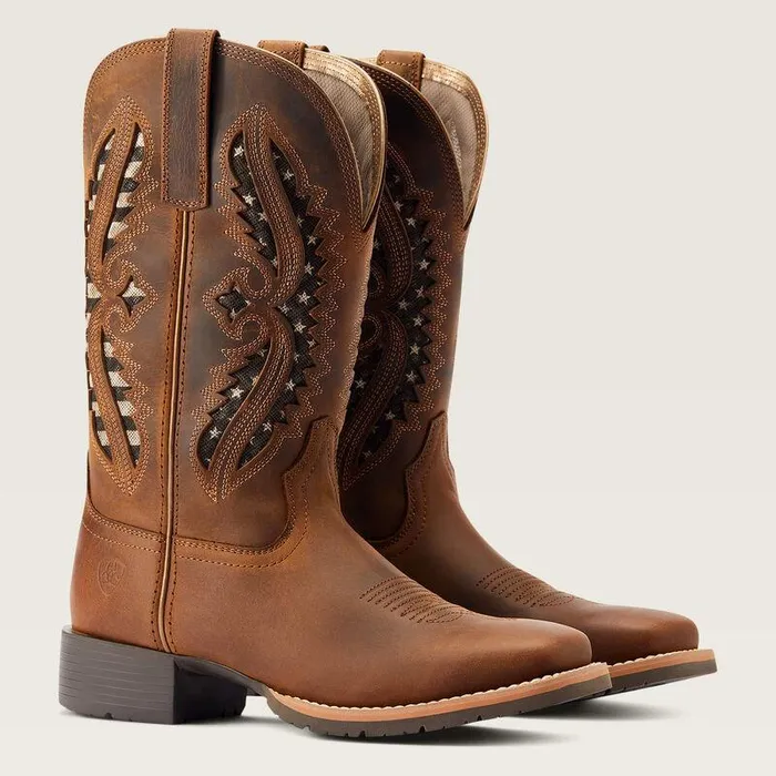 Women Western Boots Ariat Hybrid Rancher VentTek 360deg Western Boot Distressed Tan