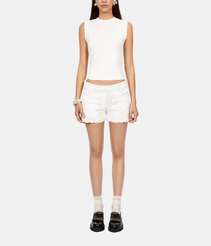 Women White Openwork Knit Top THE KOOPLES Blouses and Shirts