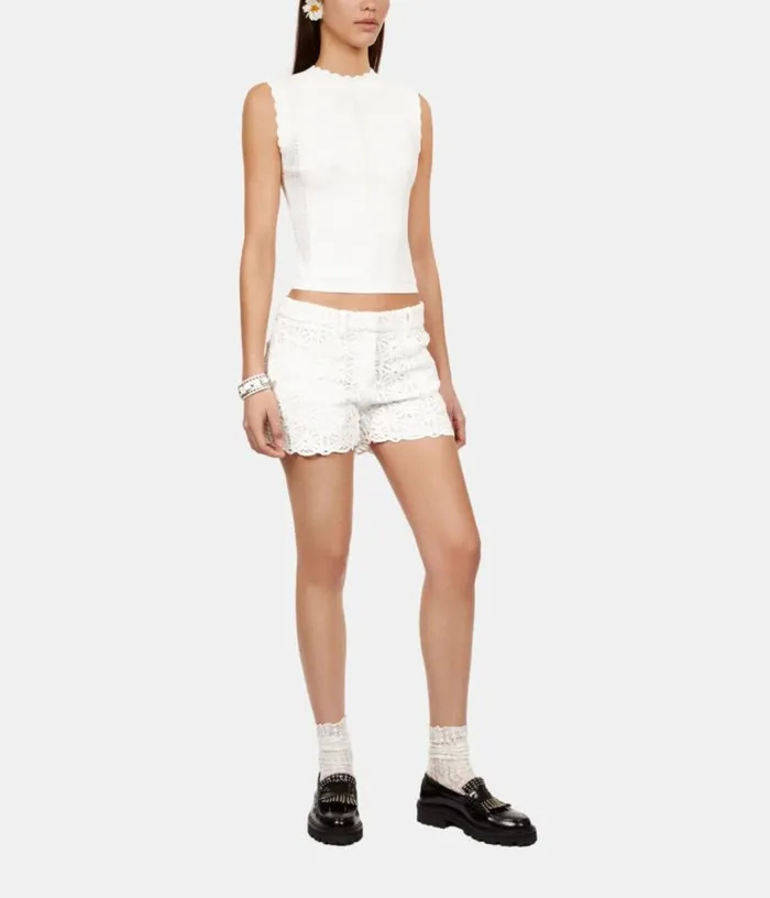 Women White Openwork Knit Top THE KOOPLES Blouses and Shirts