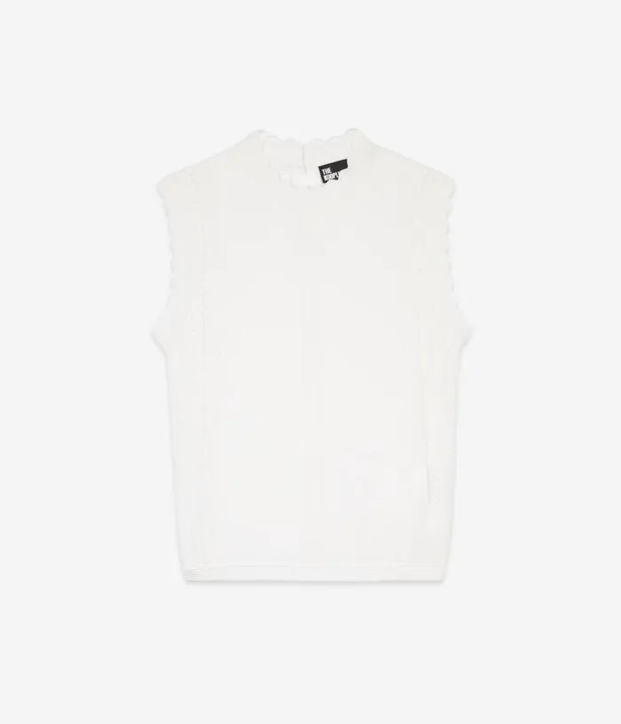 Women White Openwork Knit Top THE KOOPLES Blouses and Shirts