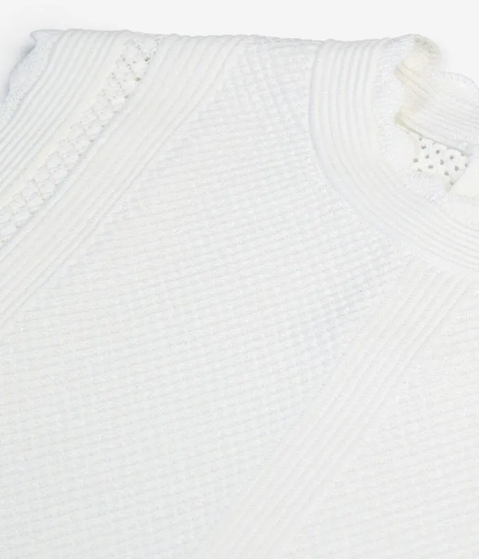Women White Openwork Knit Top THE KOOPLES Blouses and Shirts