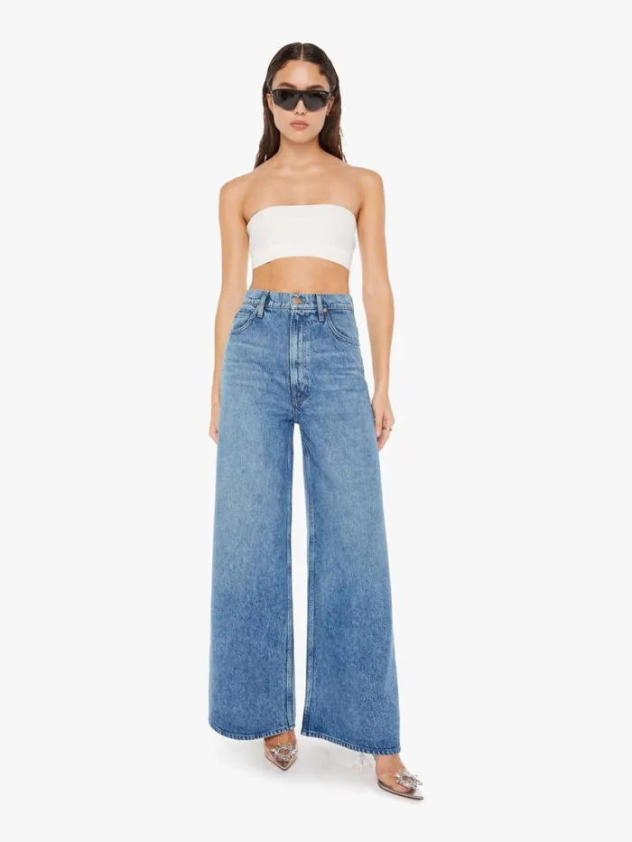 Women Wide Leg Mother Denim SNACKS The Sugar Cone Skimp Blue