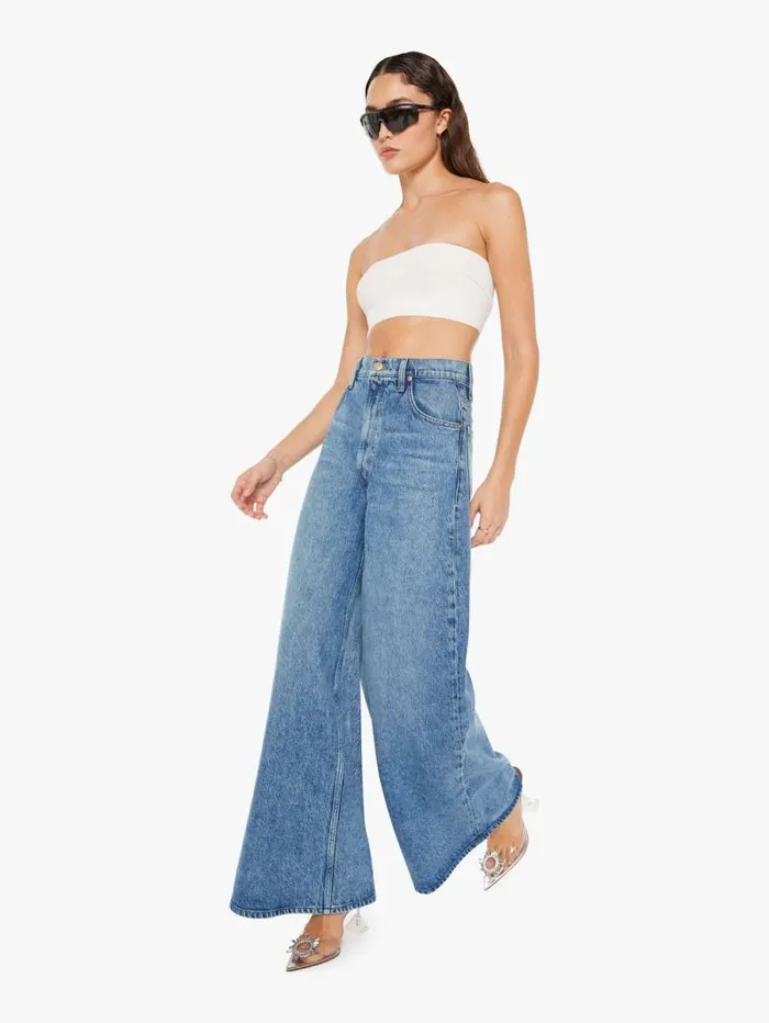 Women Wide Leg Mother Denim SNACKS The Sugar Cone Skimp Blue