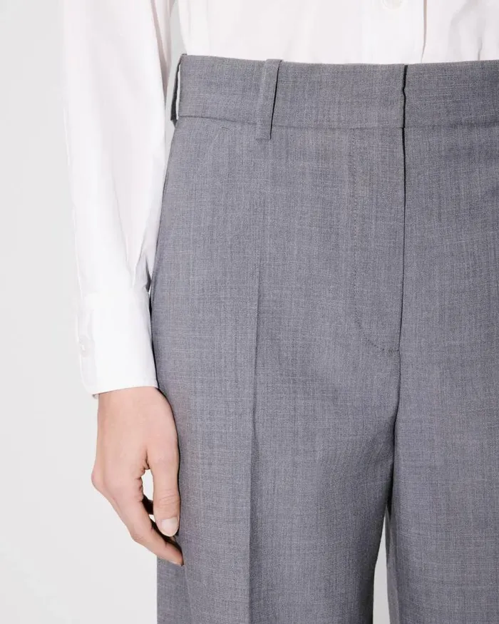 Women Wide Pants In Virgin Wool Stone Grey Kenzo Pants And Shorts