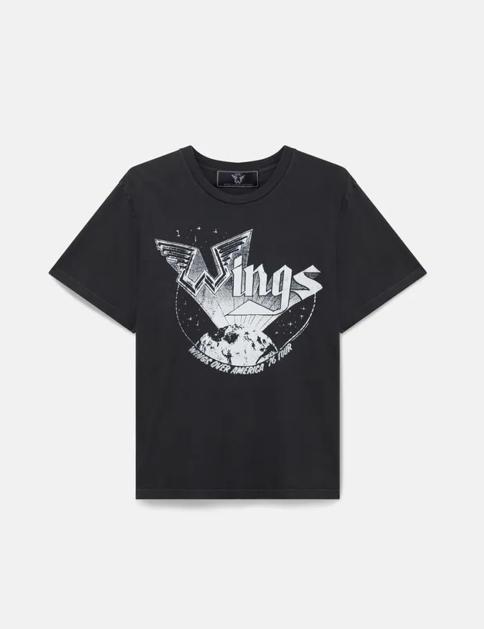 Women Wings Graphic Cotton TShirt Gunmetal Grey Stella McCartney Sweatshirts And TShirts