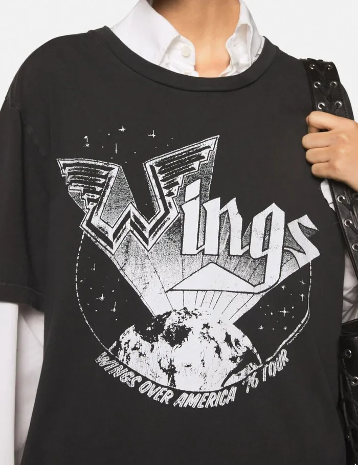 Women Wings Graphic Cotton TShirt Gunmetal Grey Stella McCartney Sweatshirts And TShirts Women Wings Graphic Cotton TShirt Gunmetal Grey Stella McCartney Sweatshirts And TShirts