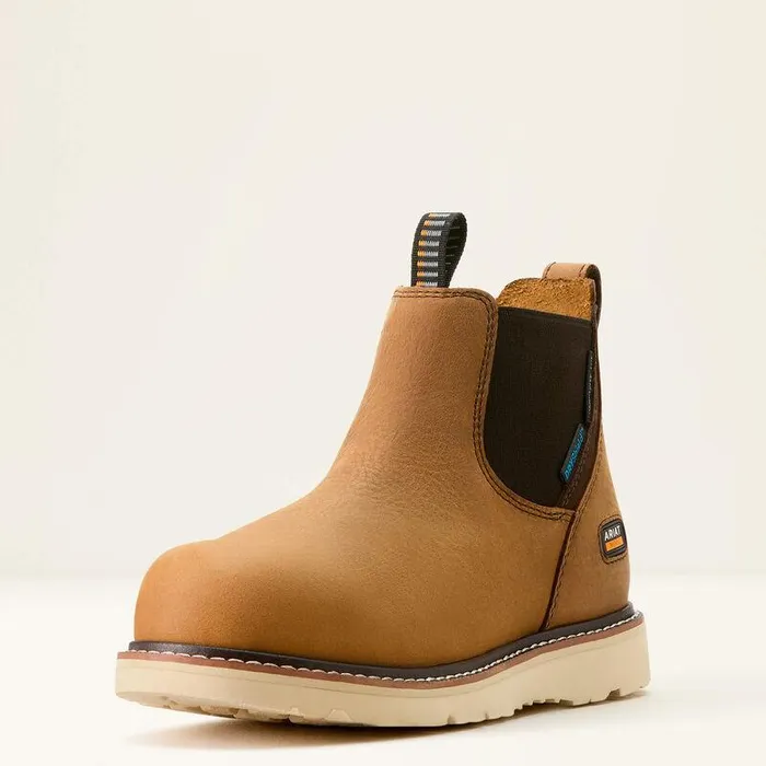 Women Work Boots and Shoes Ariat Rebar Wedge Chelsea Waterproof Composite Toe Work Boot Antique Brown