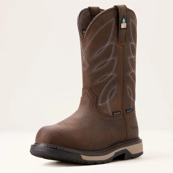 Women Work Boots and Shoes Ariat Riveter CSA Glacier Grip Waterproof 400g Composite Toe Work Boot Dark Storm
