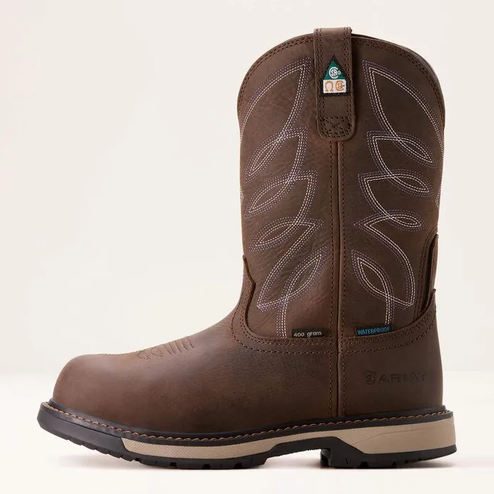 Women Work Boots and Shoes Ariat Riveter CSA Glacier Grip Waterproof 400g Composite Toe Work Boot Dark Storm
