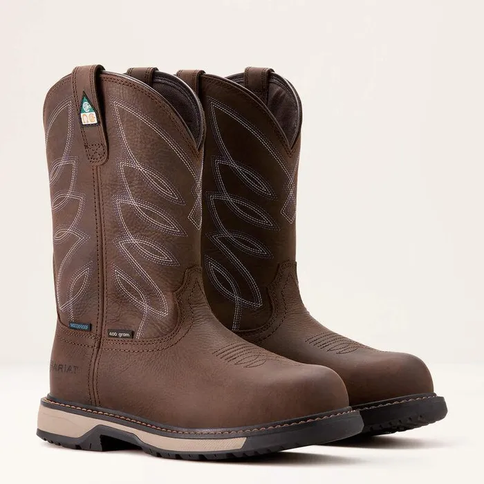 Women Work Boots and Shoes Ariat Riveter CSA Glacier Grip Waterproof 400g Composite Toe Work Boot Dark Storm