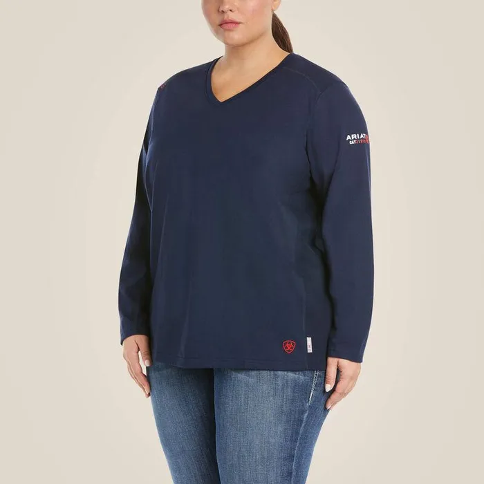 Women Workwear Ariat FR AC Top Navy
