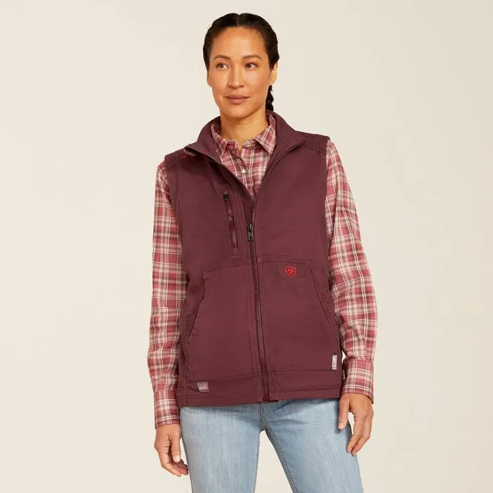 Women Workwear Ariat FR DuraLight Cordura Canvas Vest Catawba Grape