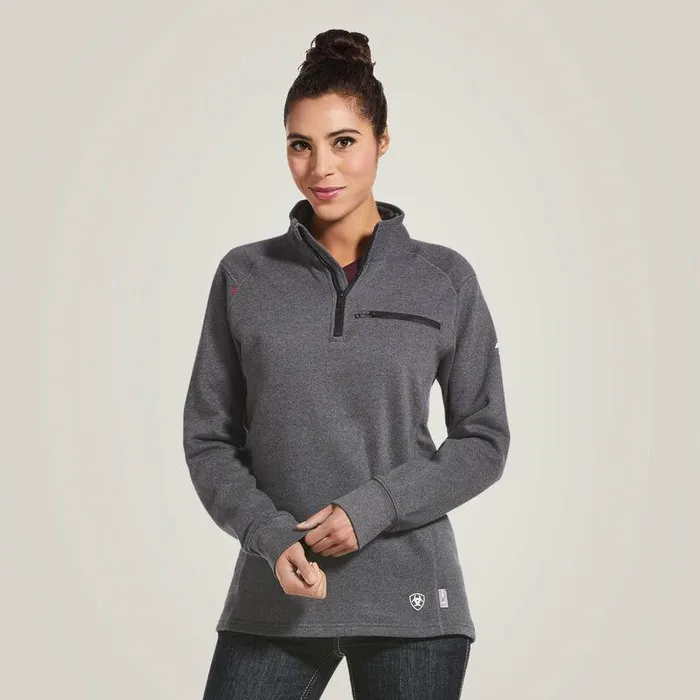 Women Workwear Ariat FR Rev 14 Zip Top Charcoal Heather