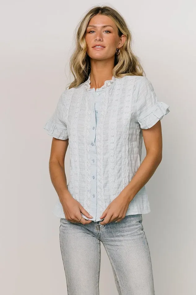 Women Zara Lace Top Blue Baltic Born Blouses and Shirts