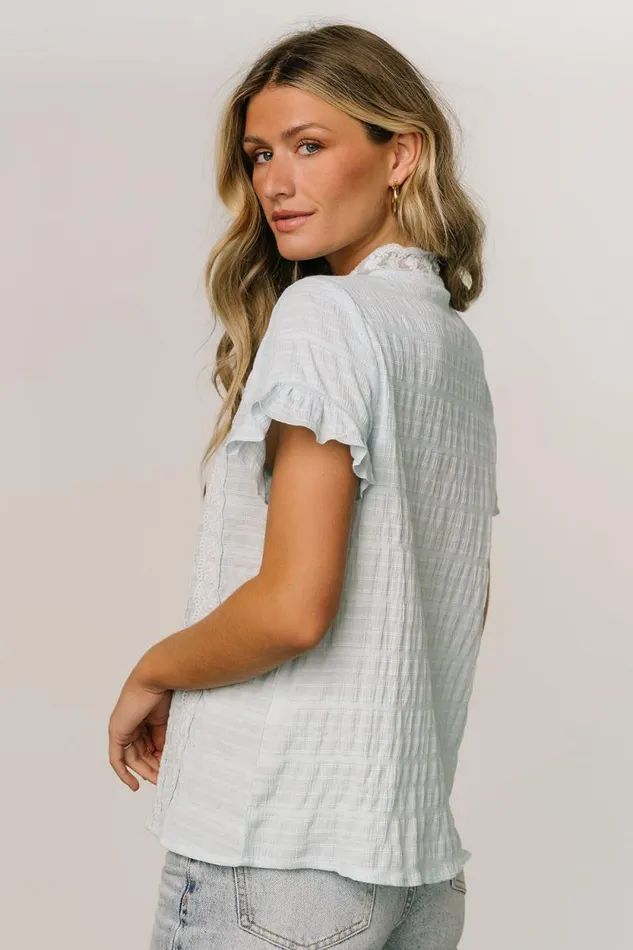 Women Zara Lace Top Blue Baltic Born Blouses and Shirts Women Zara Lace Top Blue Baltic Born Blouses and Shirts