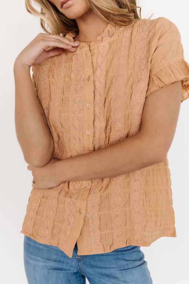 Women Zara Lace Top Camel Baltic Born Blouses and Shirts Women Zara Lace Top Camel Baltic Born Blouses and Shirts