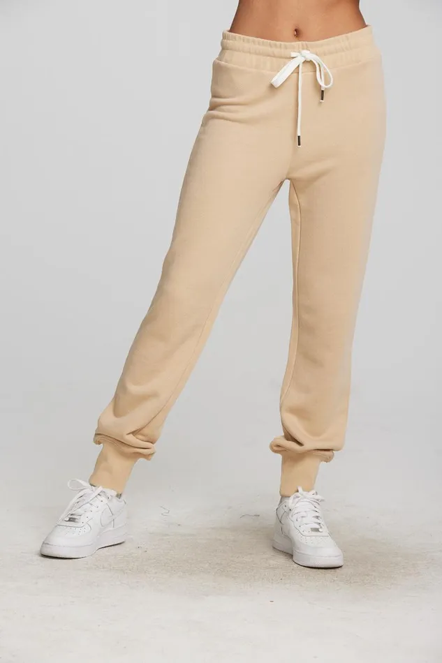 Womens Bottoms Chaser Brand Zuma Cotton Terry Joggers With Rib And Shoestring Tie