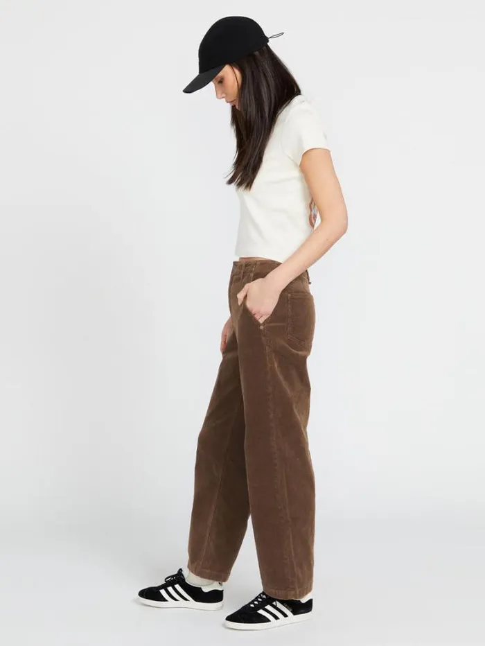 Womens Bottoms Volcom 1991 Stoned Low Rise Corduroy Pants 8211 Chocolate