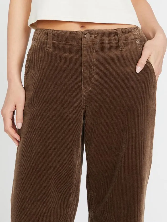 Womens Bottoms Volcom 1991 Stoned Low Rise Corduroy Pants 8211 Chocolate